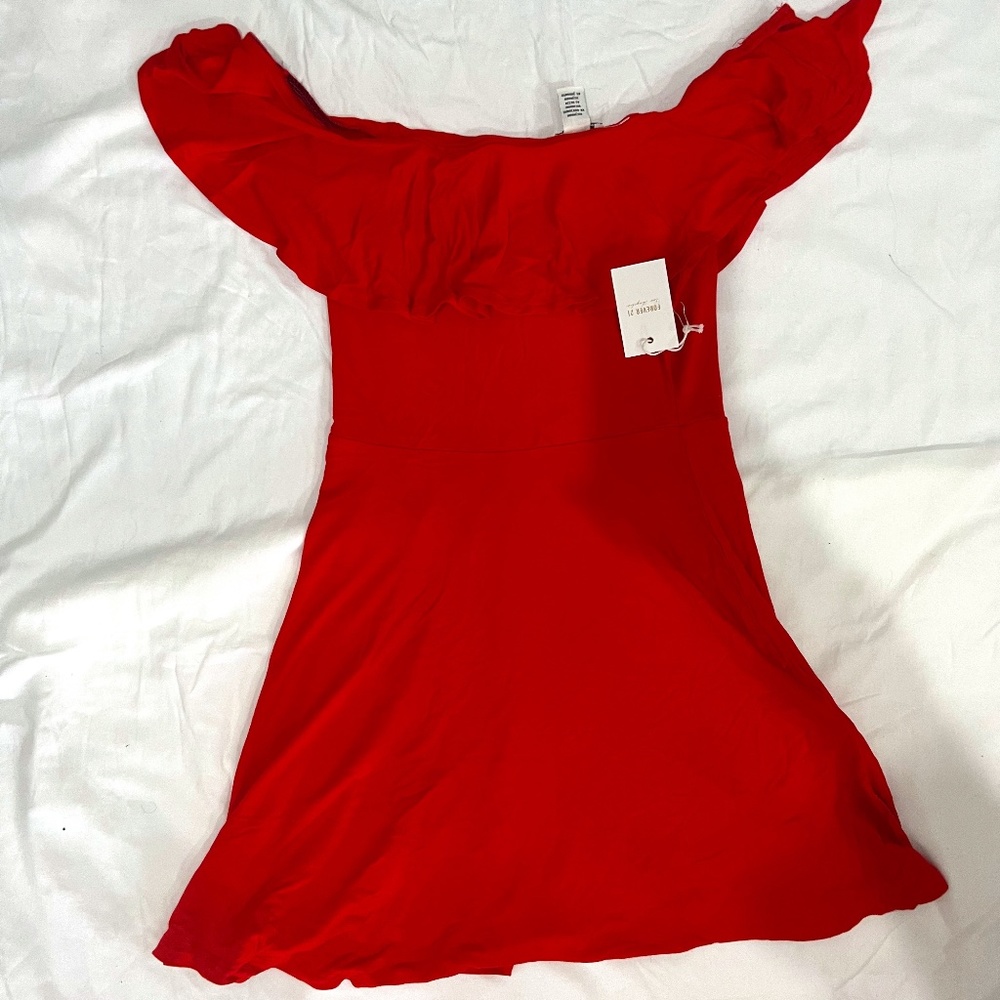 Off the Shoulder Ruffle Jersey Dress - Size XS NWT